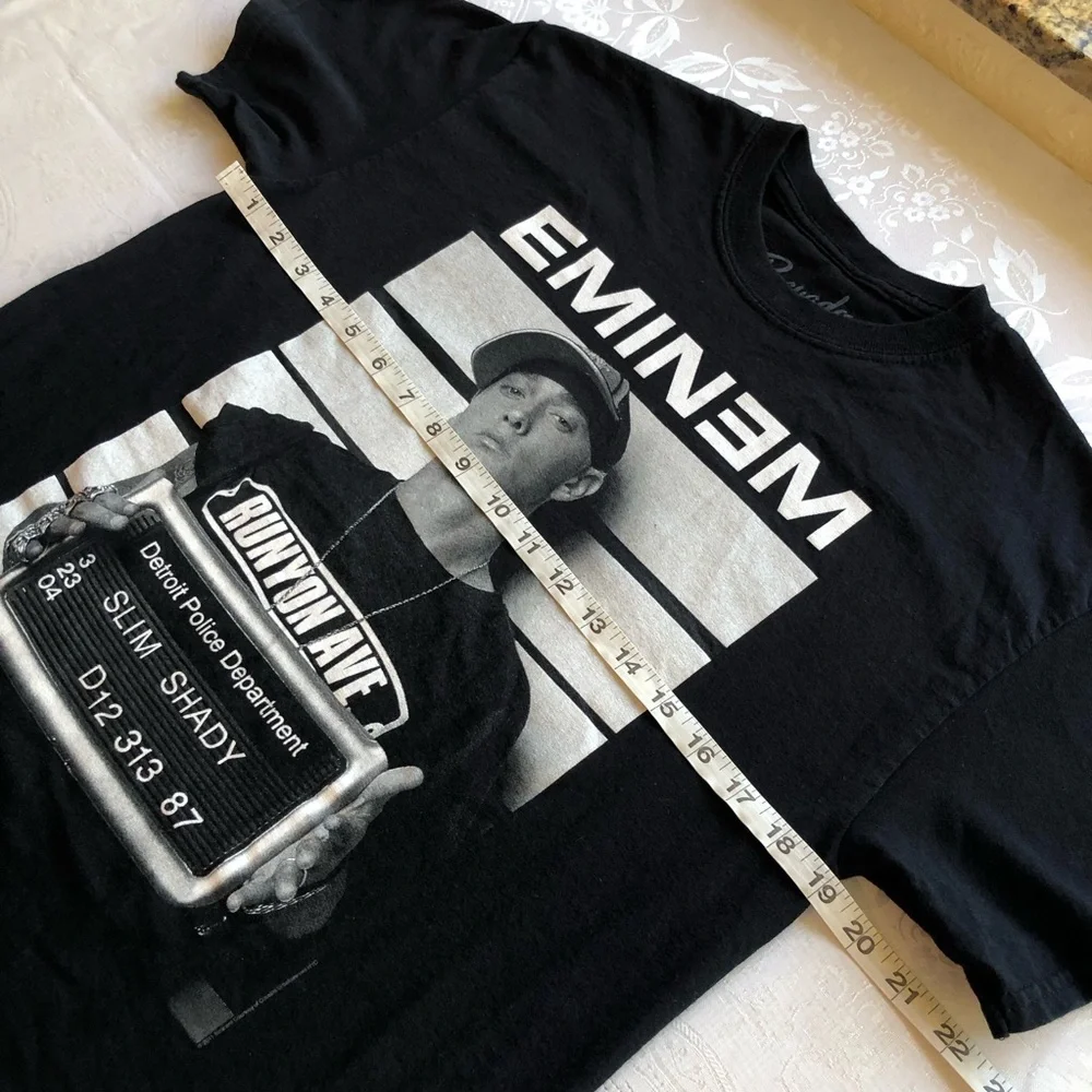 Bravado Black Cotton Vintage Y2K Graphic Tee EMINEM Slim Shady Mugshot Design